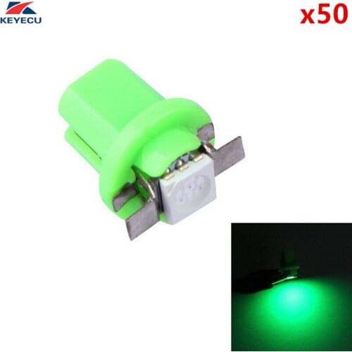 KEYECU 50 PCS Green T5 B8.5D 5050 1SMD Car LED Instrument Panel Indicator Light Interior Gauge Cluster Light Bulb