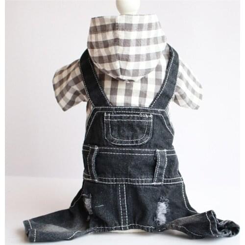 New Spring Autumn Winter Xs Dog Clothes For Small Dogs Girl Boy Teddy Black White Plaid Jean Jumpsuits Puppy Outfit Pet Clothing