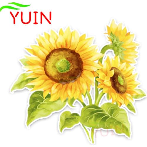 Coolest Beautiful Sunflower Colored Car Sticker Motorcycle Cars Accessories PVC Flower Decoration High Quality Decal 12*13cm