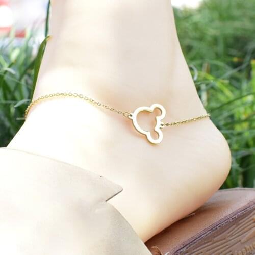Minimalist Mickey Childrens Mouse Bracelet Anklet For Women Girl Feet Chain Beach Jewelry Friendship Charms Stainless Steel