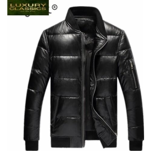 Sheepskin Winter 100% Real Duck Down Coat Mens Clothing 2021 Natural Genuine Leather Jacket Men Motorcycle Chaqueta 1927