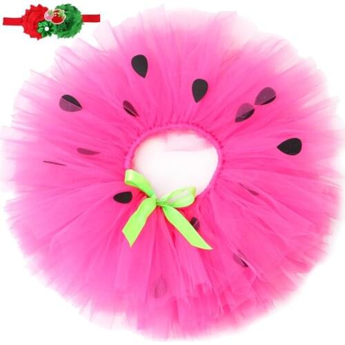 Girls Strawberry Tutu Skirt Hot Pink Princess Kids Tutu Pettiskirt Halloween Birthday Party Dance Fluffy Baby Girls Tulle Skirt