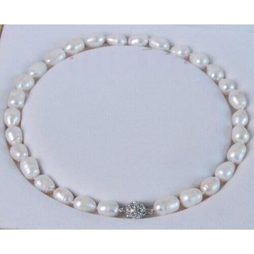 NEW 10-12MM white Freshwater cultured pearl necklace Factory Wholesale price Genuine 18inch Wedding women Jewelry Free