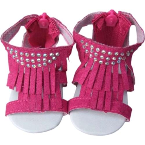 18 Inch girl Doll Jean 7cm Doll Shoes for 45CM Reborn Baby Doll Tassel Sandals Summer Shoes