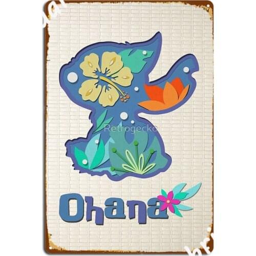 Ohana Silhouette Metal Signs Club Garage Club Vintage Wall Decor Tin sign Posters