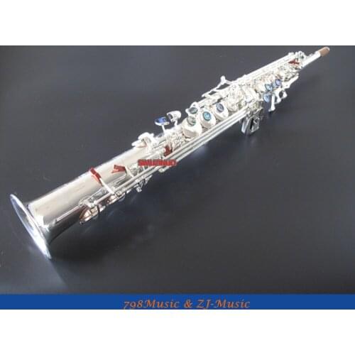 Silver Plated Straight Bb Soprano Saxophone Sax Bb key High F New Case