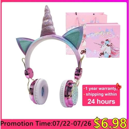 Cute Unicorn Wired Headphones for Children Girl Kids Audifonos Gamer Headset Fone de ouvido Unicornio Cat Ear Headphone Kid Gift