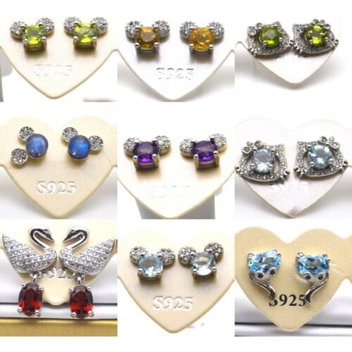 RS Free Shipping Womens Earrings For Women Natural Garnet Topaz Tourmaline Animal Shape Jewelry Stud Earrings 2021 Trend