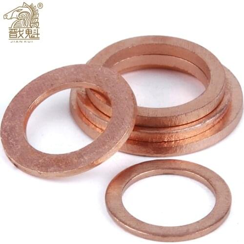 10-50pcs M5 M6 M8 M10 M12 M14 M16 M18 M20 M22 Solid Copper Washer Shim Flat Ring Gasket Rings Seal Plain Spacer Washers Fastener