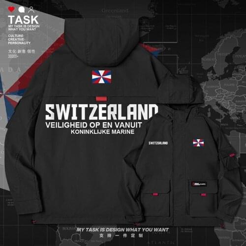 Swiss Confederation Switzerland CHE men jacket hooded Navy logo army fan fashion trench coat men Military mens autumn clothes