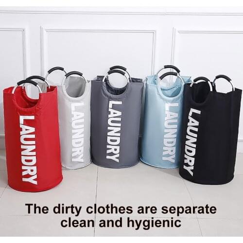 Foldable Dirty Clothes Basket Oxford Cloth Folding Laundry Bag Waterproof Washing Bin with Handle