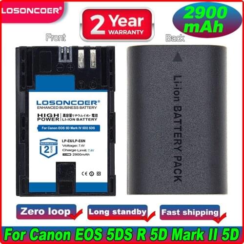 Brand New 2900mAh LP-E6 LP-E6N Battery For Canon EOS 5D Mark IV 5D2 5DS R Mark II 2 III 3 6D 60D 60Da 7D 80D 7D2 7DII 70D 5DSR