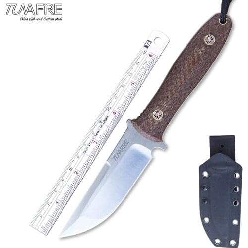 New Tunafire Tactical Outdoor Knife Camping Fixed Blade Knives High-end Micarta Handle D2 Stainless Steel Survival EDC Tools