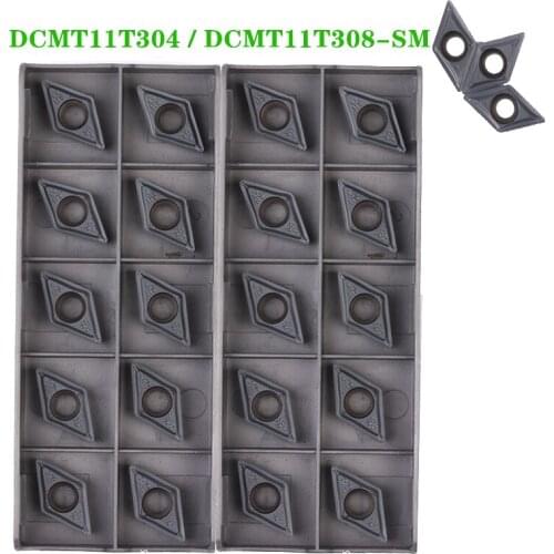 10pcs Carbide Insert DCMT11T304 DCMT11T308 SM IC907 IC908 CNC Lathe External Turning Tools DCMT 11T304 Blade Machine Cutter Tool
