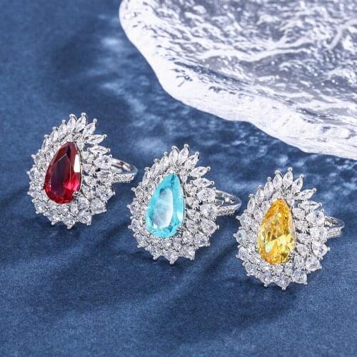 Funmode Water Drop Cubic Zircon Women Unique Rings For Wedding Women Party Naija Finger Ring Wholesale FR315