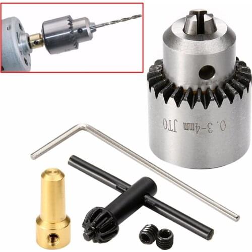Micro Motor Drill Chucks Clamp 0.3-4mm With Spanner / Key & 3.17mm Shaft Connecting Rod For Power Electric Drills