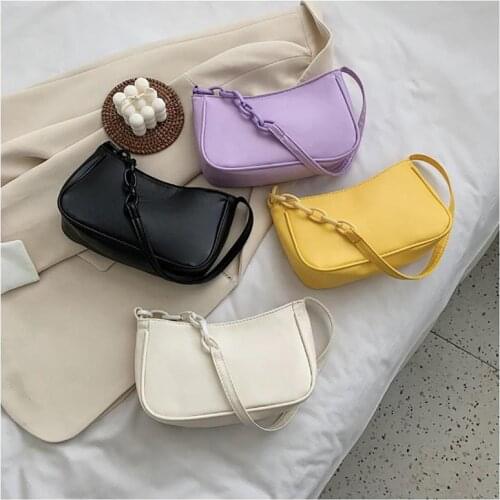 Women PU Leather Chain Totes Shopping Bags Solid Color Handbag Casual сумка Totes Shoulder Bags Underarm Bag Bolsa Feminina