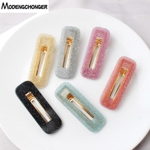 1PC Sweet Girls Hair Clips For Women Acrylic Barrettes Starry Sky Hairpin Female Alloy Newest Duckbill Hairgrip Hair Accessories