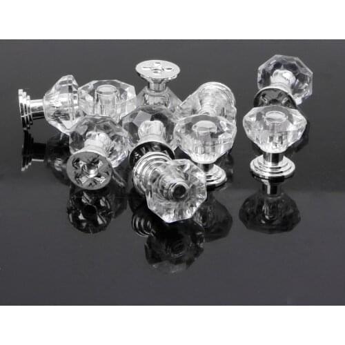 10PC Diamond Shape Crystal Glass Cabinet Knob Drawer Pull Handle For Jewelry Box X9FA