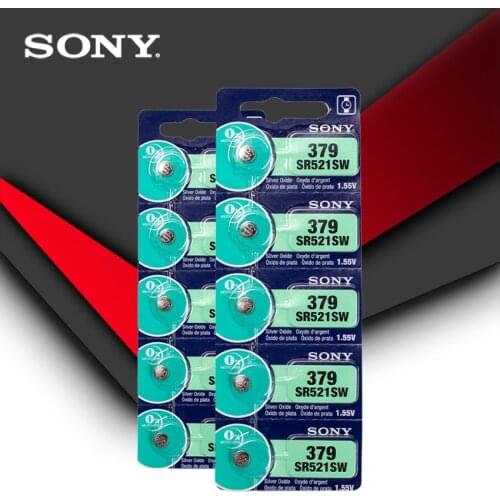 10pc Sony 100% Original 379 SR521SW D379 SR63 V379 AG0 Watch Battery Button Coin Cell MADE IN JAPAN 100% Original Brand