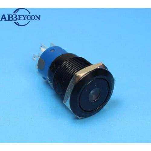 1971F Momentary 19mm 1NO1NC black anodized illuminated anti-vandal switch black button switch
