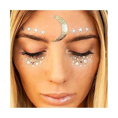 2019 Personality Fashion Disposable Gold Face Tattoo Stickers Waterproof Bronzing Beauty Freckles Makeup Flash Body Art