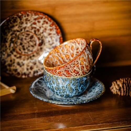 220ml Fine Bone China Coffee Cup and Saucer Funny Fashion Design Japanese-style Coffee Mug Cafe Espresso Cup