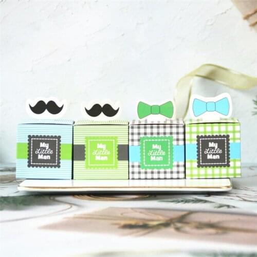 250pcs/lot Cute Moustache Candy Box Lattice Style Paper Gift Boxes Decoration Wedding Birthday Party DIY Baby Shower Supplies