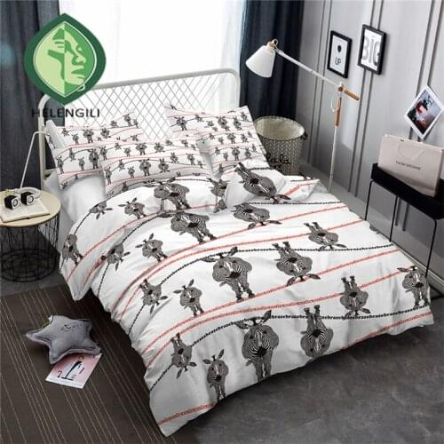 HELENGILI 3D Bedding Set zebra Print Duvet cover set lifelike bedclothes with pillowcase bed set home Textiles #BM-04