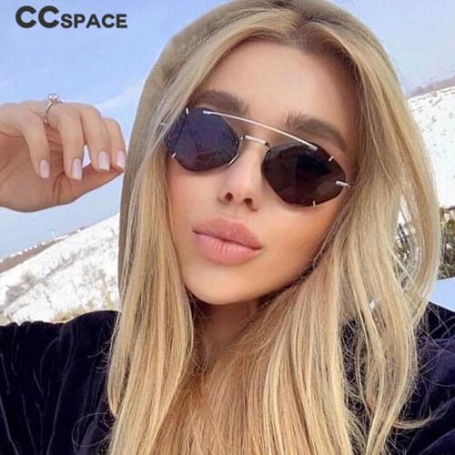 47265 Polygon Rimless Sunglasses Men Women Metal Frame Fashion Shades UV400 Vintage Glasses