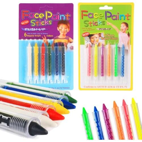 KiWarm 6Pcs 6 Colors Face Painting Crayon Pencils Face Paint
