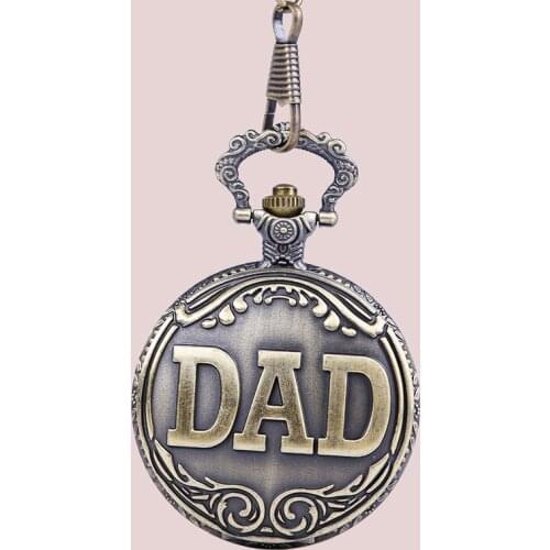 8119 Vintage Dad Logo Pocket Watch Brass Embossed Vintage Style Bracelet Bracelet gGft Pendant For Fathers Day