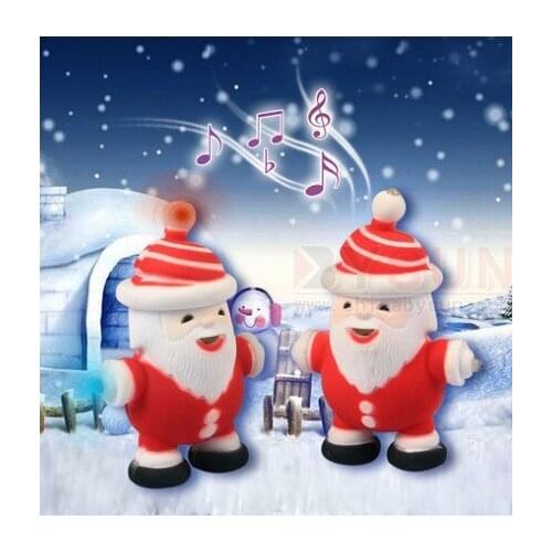 FREE SHIPPING BY DHL 200pcs/lot Plastic LED Christmas Santa Claus Figure Keychains with Sound Novelty Gift Keyrings for Kids