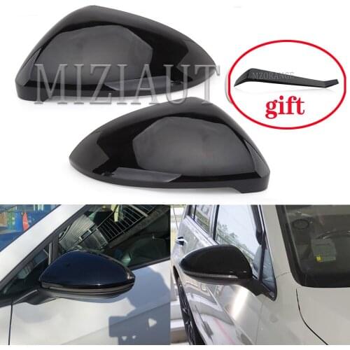 For VW Golf 7 MK7 7.5 Side RearView Mirror Covers Caps for GTI for Touran 2014-2017 door Wing Mirror Case Cover Bright Black