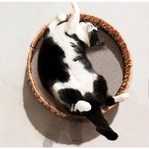 Large round cats nest claw board woven wear-resistant cat sleeping beds toys rattan cushion willow woven cat bowl cat bed house