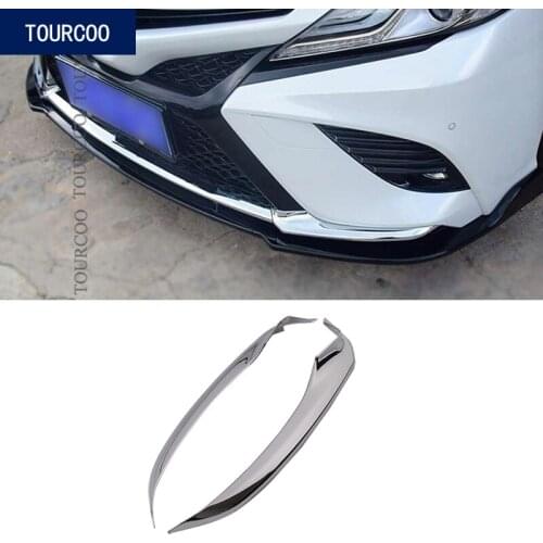 For Toyota Camry Sport 2018 2019 Front Bumper Lip Corner Protector Cover Trim Sticker ABS Chrome Car Styling Accessories