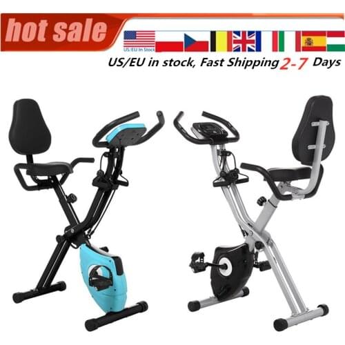 Exercise Bike Home Folding 10 Levels Magnetic Resistance Upright Exercise Bike With Backrest Pad
