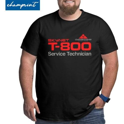 T-800 Technician T-Shirt Men Terminator Cyberdyne Cyborg Cotton Big Tall Tees Round Neck T Shirts Large 4XL 5XL 6XL Clothing