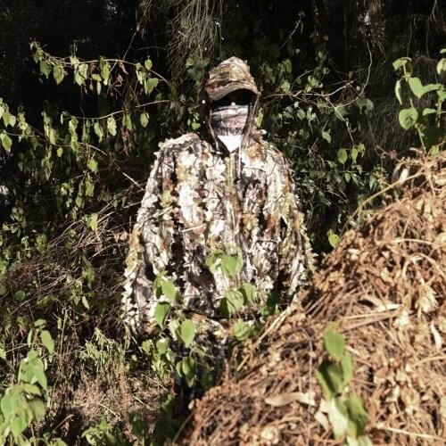 Ghillie Suit Hunting Woodland 3D Bionic maple Disguise Uniform Cs Breathable Camouflage Suits Set army military tactical new