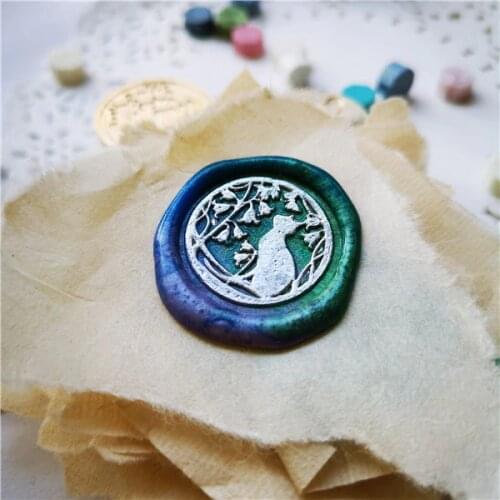 Stamp head of Lily cat with flowers Sealing stamps Retro Wood Stamp Wax Seal Stamp Wedding Decorative sealing Stamp wax seals