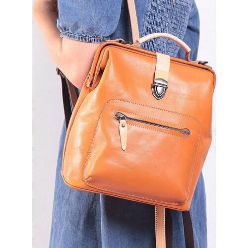 Retro leather fashion backpack, new outdoor bag, lady shoulder bag, multifunctional backpack