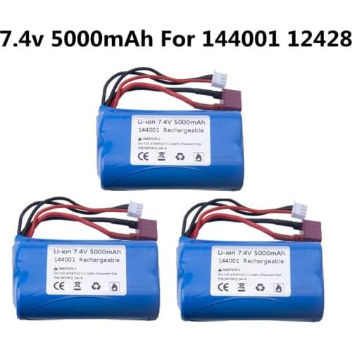 7.4V 5000mah lipo Battery 2S T Plug for Wltoys 12428 144001 RC Car Spare Accessories 7.4V high capacity battery 1pcs to 5pcs