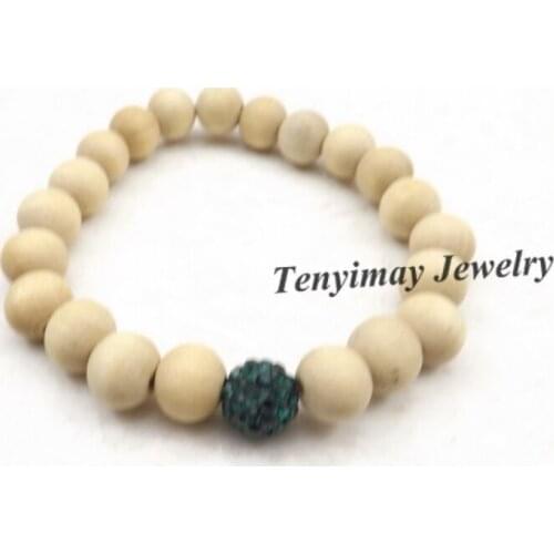 Fashion Dark Green Crystal Bracelet Original Wooden Beaded Bracelet For Promotion 20pcs/lot Free Shipping