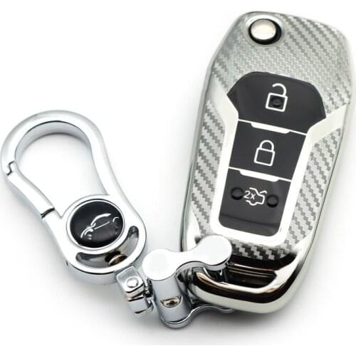 Soft TPU Car Key Chain Covers Case Accessories Cap Holder for Ford Explorer F150 F250 Ranger Ecosport Mondeo,Silver