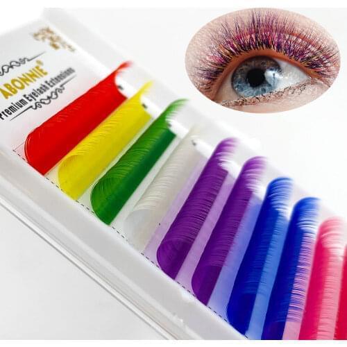 Soft Matte Korean PBT Eyelash Extensions Colorful Faux Mink Individual Eyelash Extension Russian Volume Extension