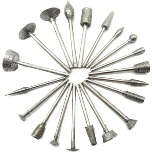 20Pcs 3.0 Diamond Grinding Burr Needle Point Engraving Carving Polishing Jade Stone Drill Bit Rotary Tool Set For Dremel Rotary