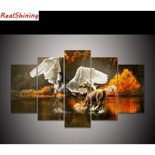 5pcs diy Diamond Painting Cross Stitch unicorn full square Diamond Mosaic beaded Embroidery Rhinestones H1444