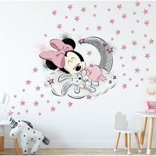 Disney Mickey Mouse Minnie Baby Wall Stickers Living Room Girl Bedroom Childrens Room Decoration Sticker Party