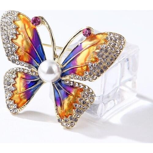 New Elegant Multi-color Butterfly Metal Crystal Rhinestone Brooch Pin Jewelry Gifts Wedding Party Brooches For Women 2021