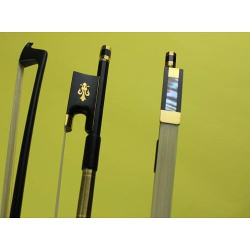 New professional 4/4 black Carbon fiber violin bow white Horsehair Ebony Frog
